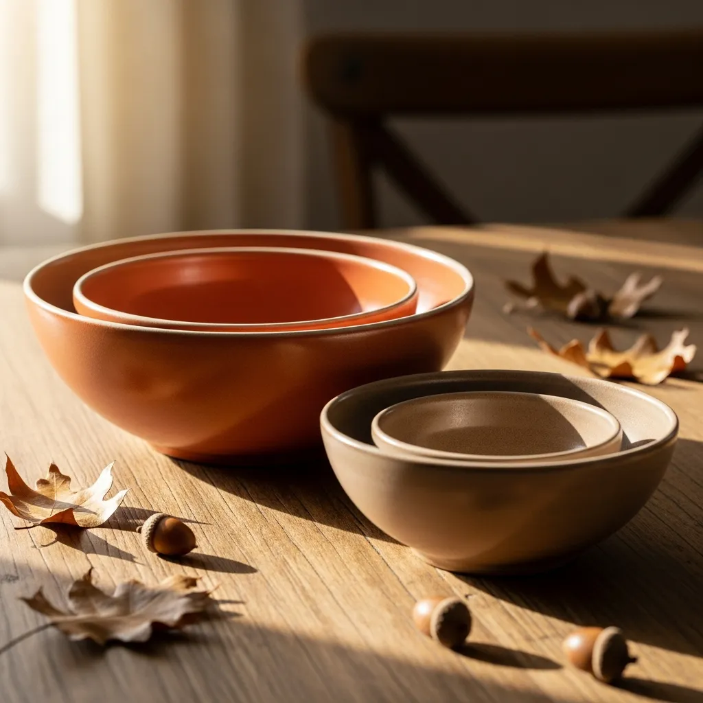 Harmony ceramic bowl set in warm tones