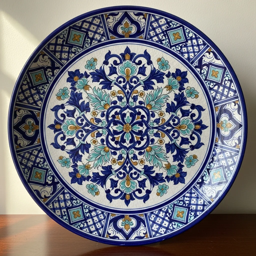 Decorative ceramic plate with intricate design