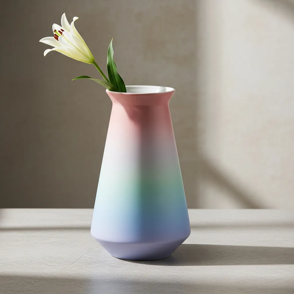 Elegant ceramic vase in soft pastel colors